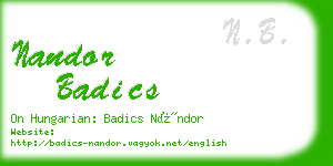 nandor badics business card